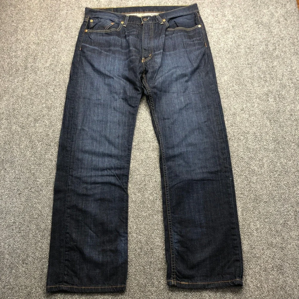 Levis 505 Regular Fit Dark Wash Indigo Denim Jeans Mens 36x30 00505-1136